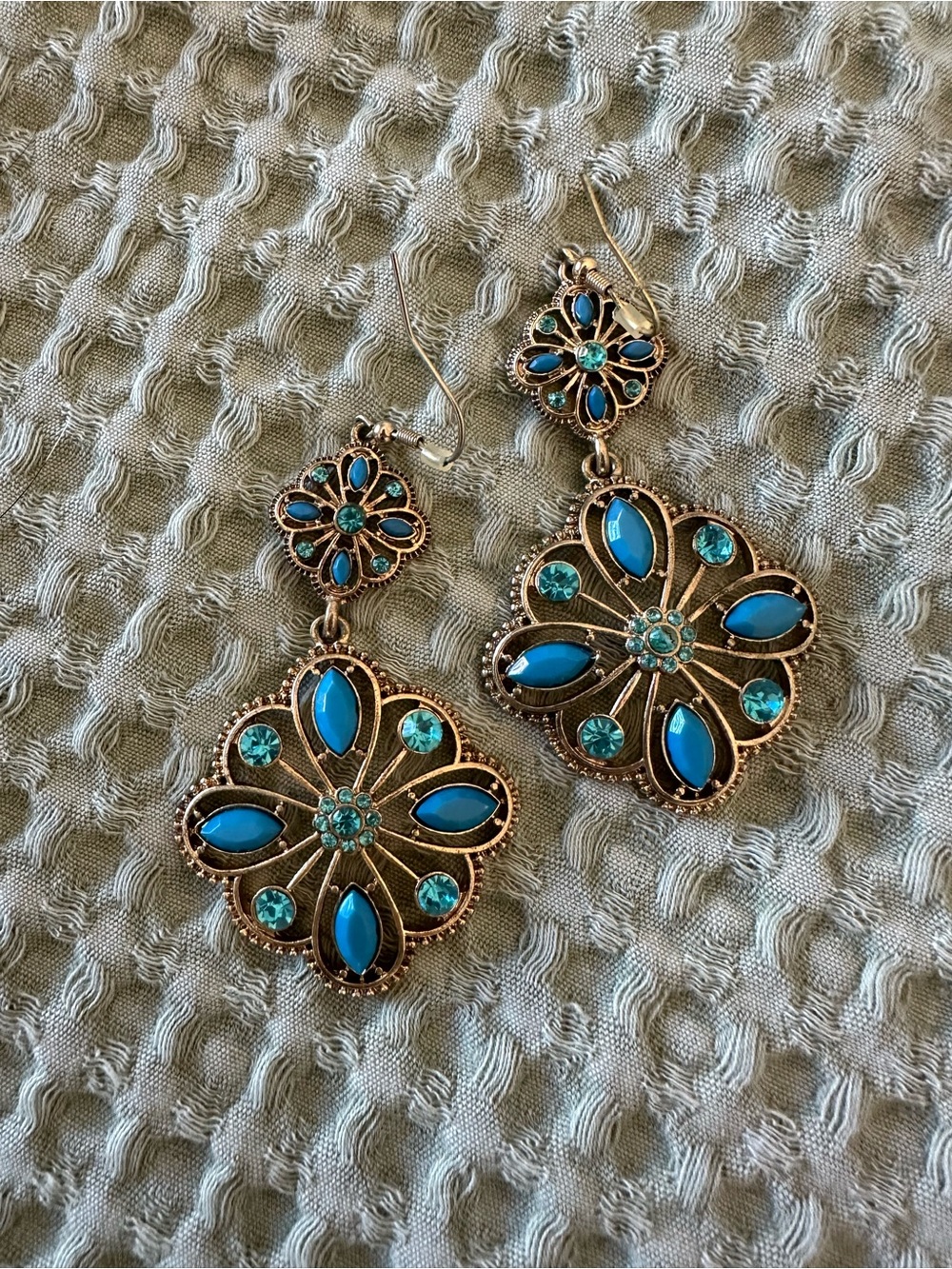Turquoise Floral Drop Earrings - Women Jewelry